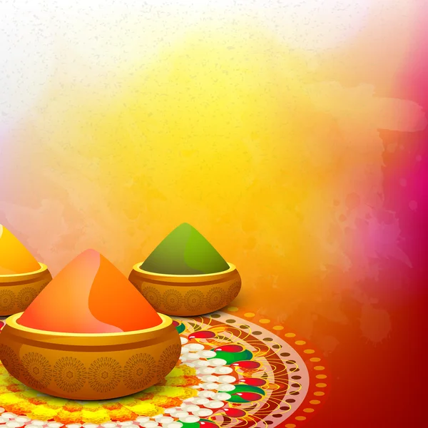 Renk toz kase Holi Festival kutlaması için. — Stok Vektör