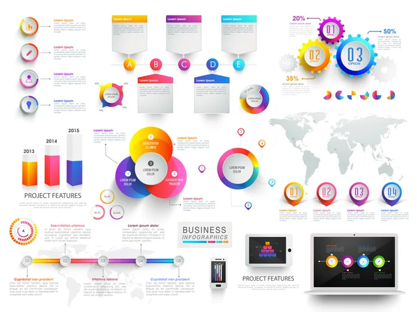 Elementos infográficos coloridos del negocio . — Archivo Imágenes Vectoriales