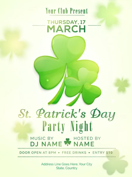 Pamphlet, Banner or Flyer for Patrick's Day Party. — Stock Vector