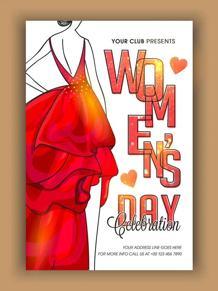 Pamphlet, Banner or Flyer for Women's Day. — Stock vektor