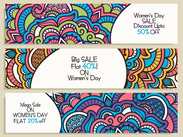 Sale web header or banner for Women's Day. — 스톡 벡터