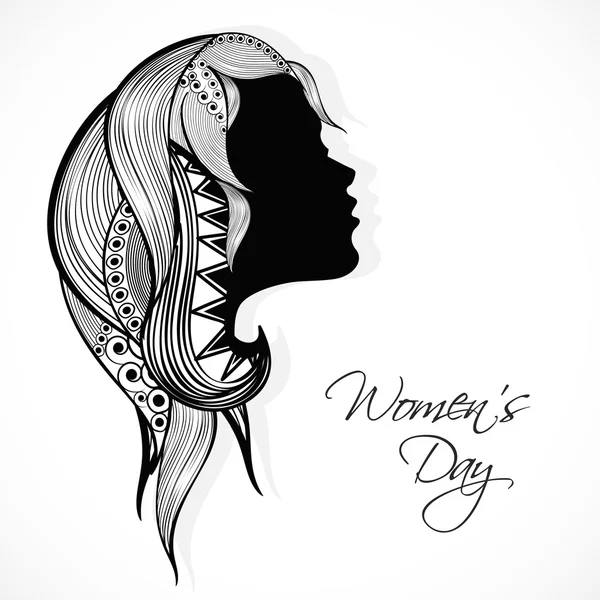 Cara de niña para la celebración del Día de la Mujer . — Vector de stock