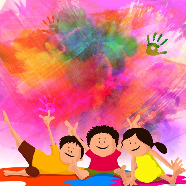 Cute kids for Indian Festival, Holi celebration. Vector Graphics