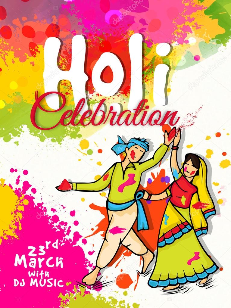 Pamphlet, Banner or Flyer for Happy Holi celebration.