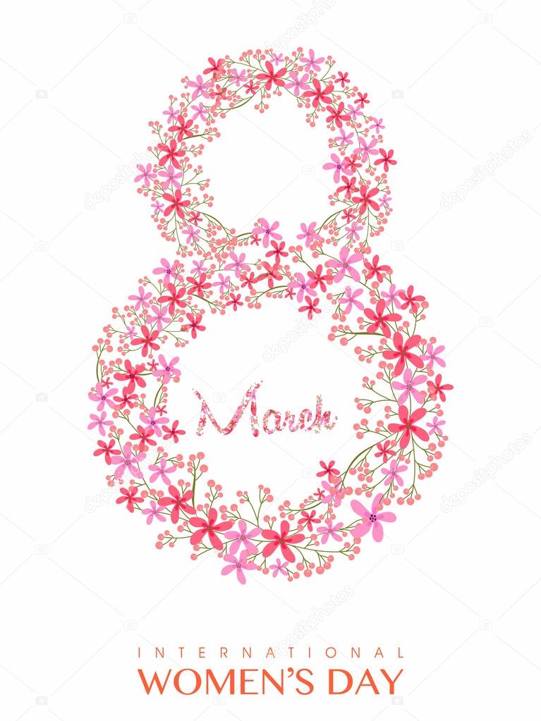 Floral text for International Women's Day celebration.