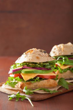 domates avokado peynirli sandviç salatalık soğan ile