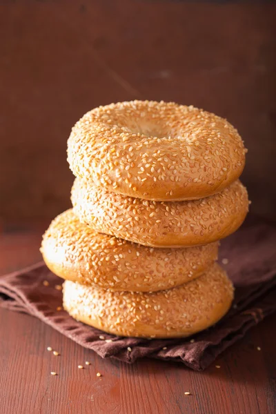 Fresh sesame bagel for breakfast — Stock Photo, Image