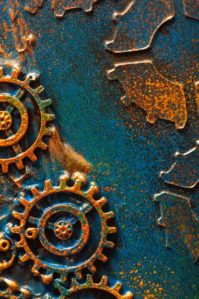 Handgemaakte steampunk achtergrond mechanische radertjes wielen — Stockfoto