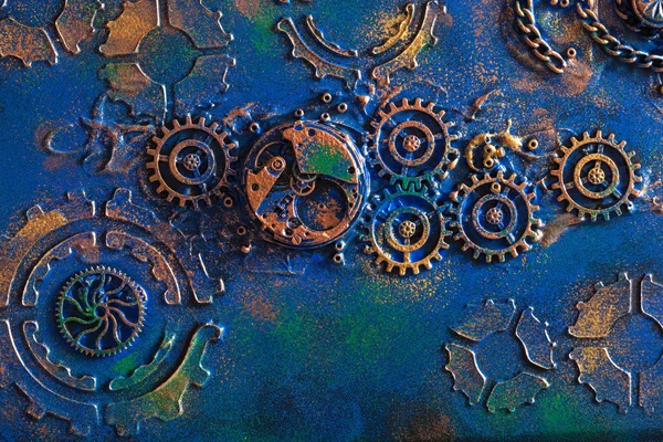 Mechanické ruční steampunk pozadí kolečka kolečka hodinky — Stock fotografie