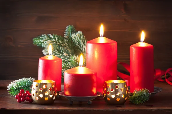 Vánoční svíčky Lucerna dekorace — Stock fotografie