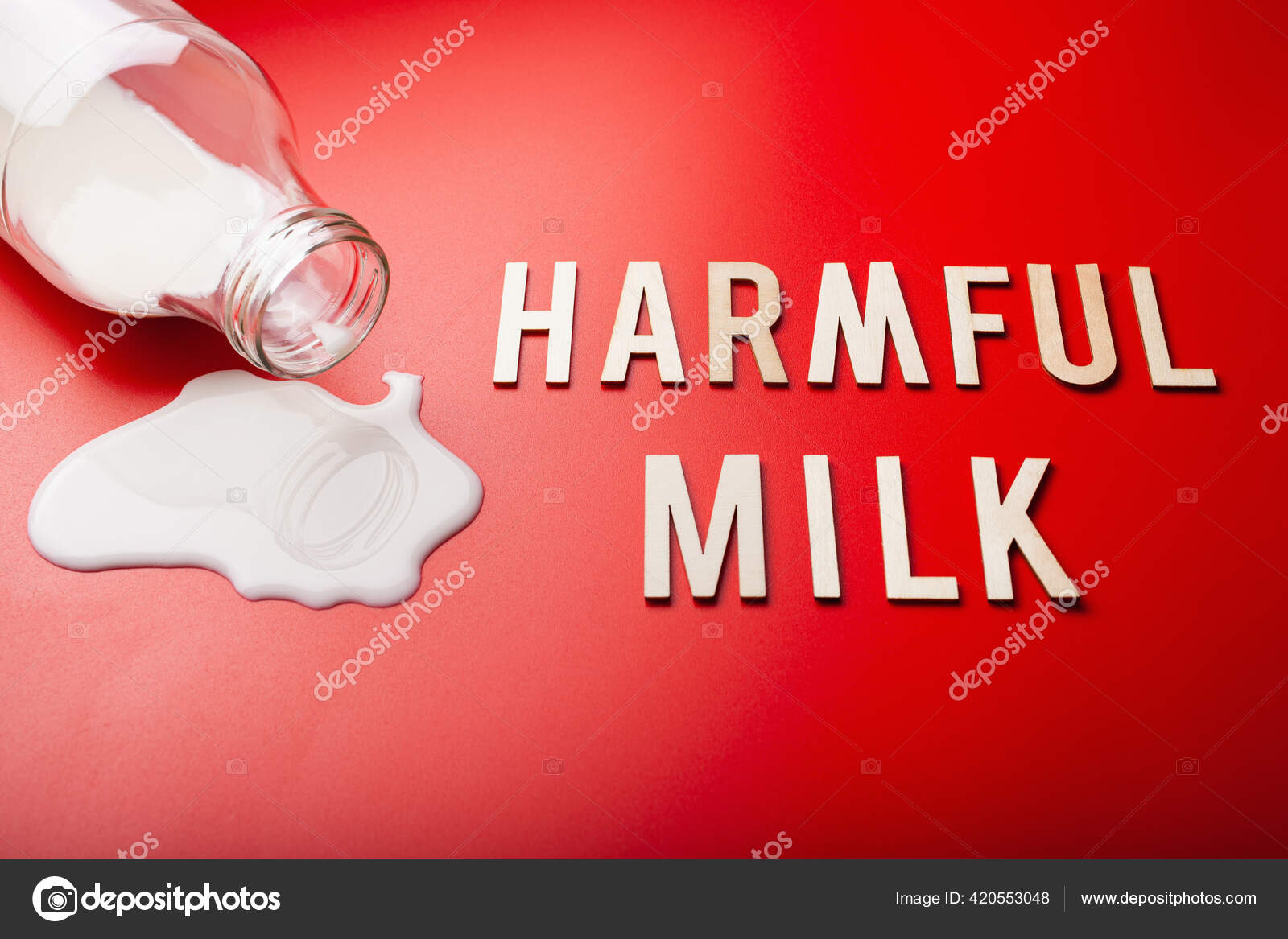 Harmful Milk Word Text Letters Lactose Intolerance Allergy Milk
