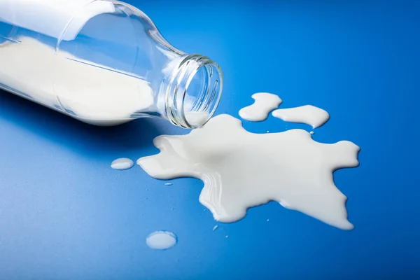 Alergia Lactosa Leche Mala Intolerancia Salpicadura Botella Leche Evitar Productos — Foto de Stock