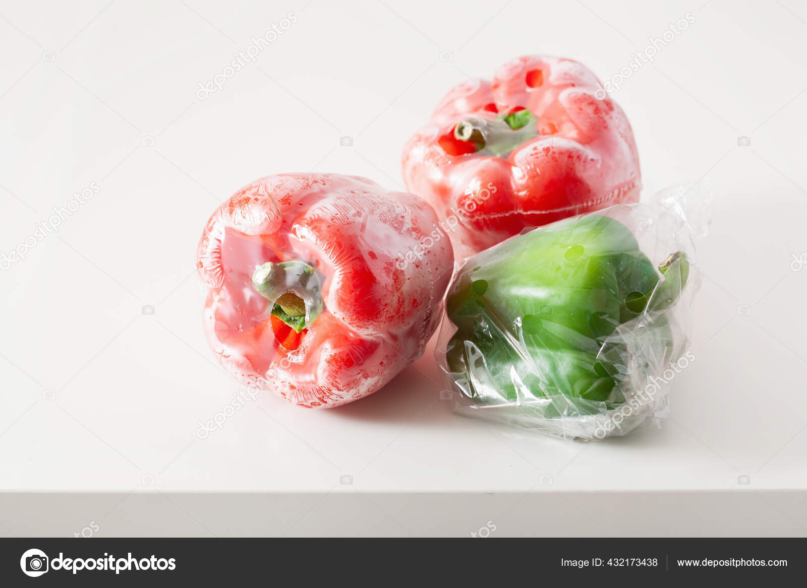 Single Use Plastic Packaging Issue Peppers Vegetables Plastic Bag Stock