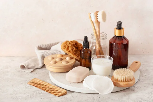 Zero Waste Eco Friendly Hygiene Bathroom Concept Wooden Toothbrush Soap — Stock Photo, Image