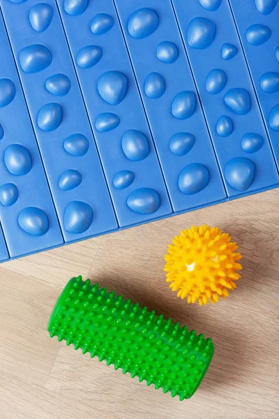 Massagem Bolas Borracha Tapete Rolo Para Auto Massagem Reflexologia — Fotografia de Stock