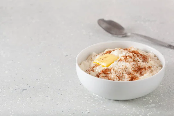 Rýžový Pudink Skořicí Francouzský Riz Lait Norský Risgrot Tradiční Snídaňový — Stock fotografie