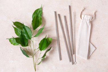 çevre dostu yeniden kullanılabilir metal içme saman. sıfır atık kavramı