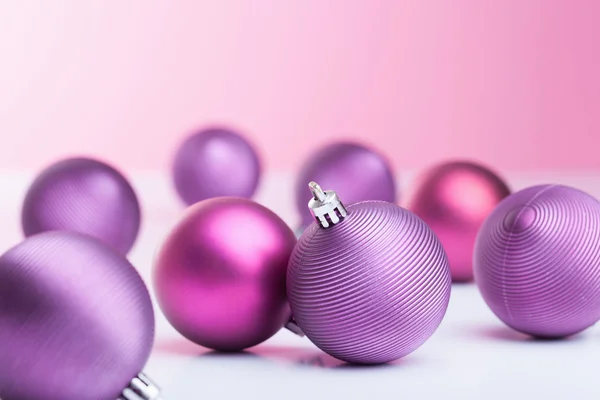 Purple christmas balls winter decoration — Stock Photo, Image