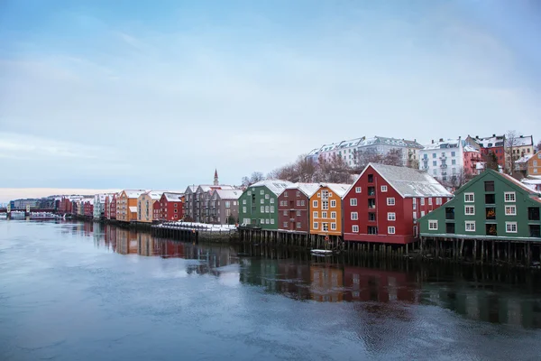 トロンハイム冬都市景観ノルウェー — ストック写真