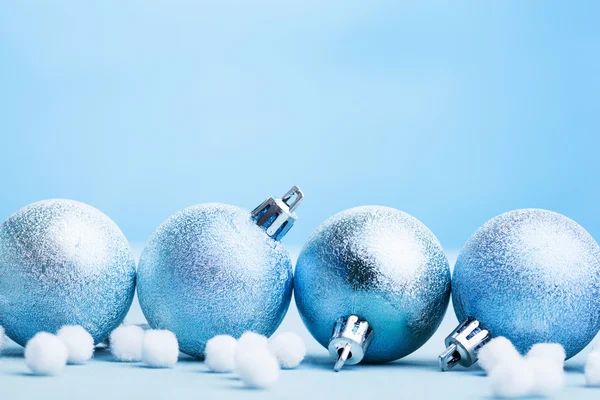 Blue christmas balls decoration background — Stock Photo, Image