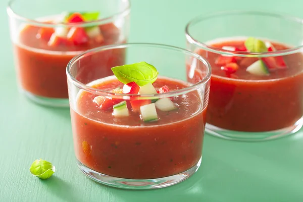 Sopa fría de Gazpacho en vaso — Foto de Stock