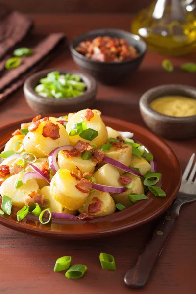 Insalata di patate con senape di cipolla di pancetta — Foto Stock