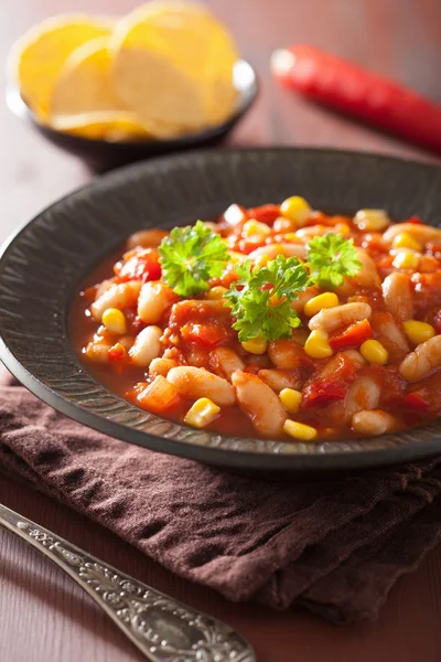 Mexican veggie chilli in plate — Stock Photo, Image