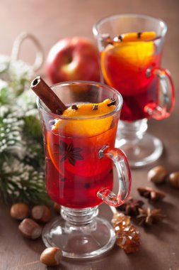 turuncu ve baharat, kış içki ile mulled şarap