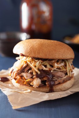 ev yapımı domuz burger lahana salatası ve barbekü sosu çekti