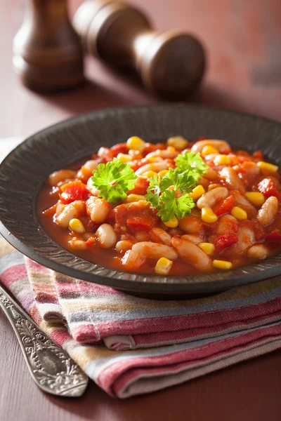 Mexican veggie chilli in plate — Stock Photo, Image