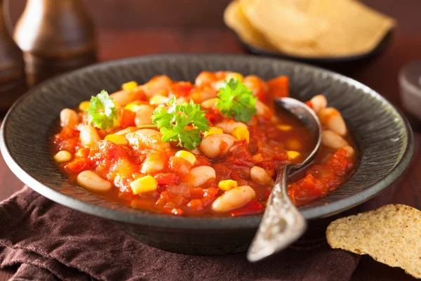 Mexican veggie chilli in plate — Stock Photo, Image