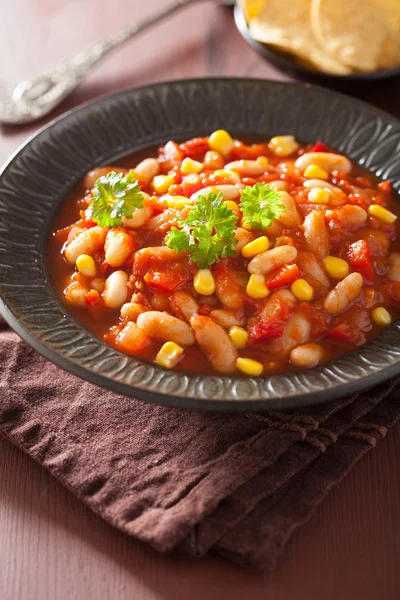 Mexikanska veggie chili i plattan — Stockfoto