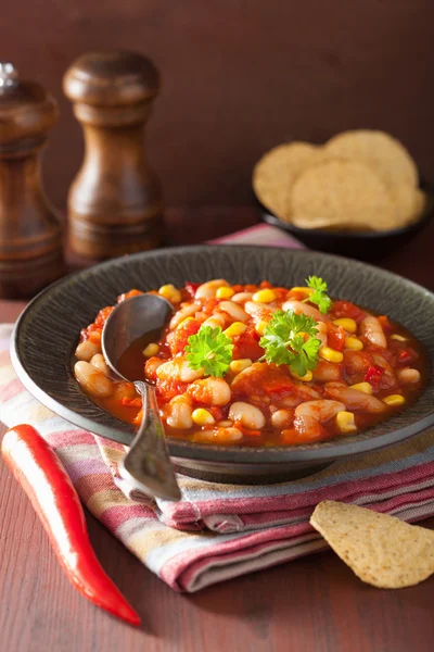 Mexikanska veggie chili i plattan — Stockfoto