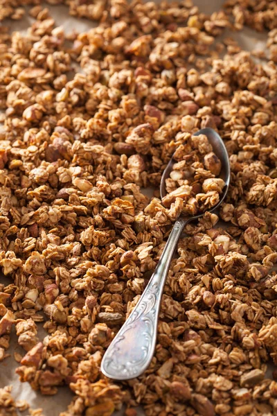 Granola sana casera sobre fondo de papel de respaldo — Foto de Stock