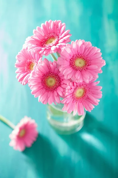 Belo buquê de flores de gerbera rosa em vaso — Fotografia de Stock