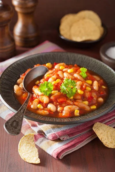 Mexican veggie chilli in plate — Stock Photo, Image