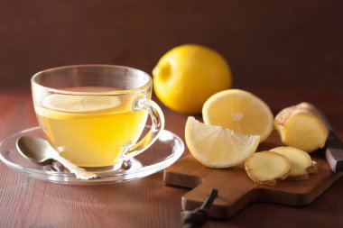 cam fincan sıcak limon zencefil çayı