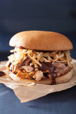 ev yapımı domuz burger lahana salatası ve barbekü sosu çekti