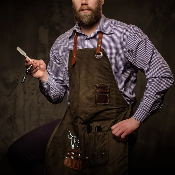 Stylish barber with beard — Stock Photo, Image