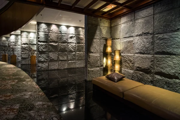 Asian luxury black stone interior — Stock Photo, Image