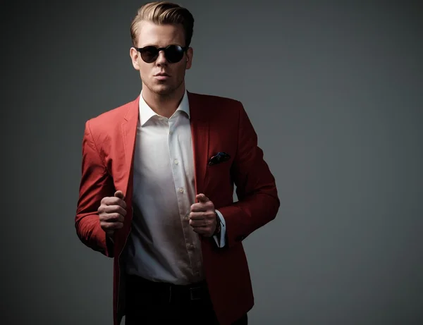 Stylish man in red jacket — Stock Photo, Image