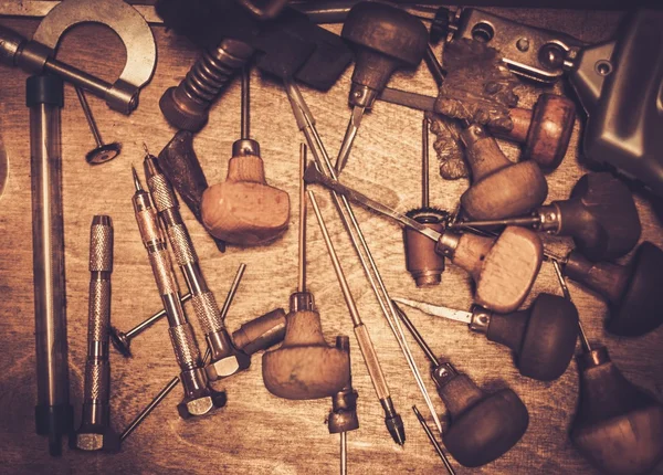 Different goldsmiths tools — Stock Photo, Image