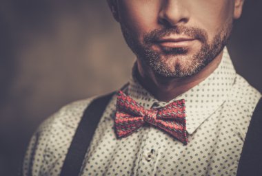 Stylish man with bow tie  clipart