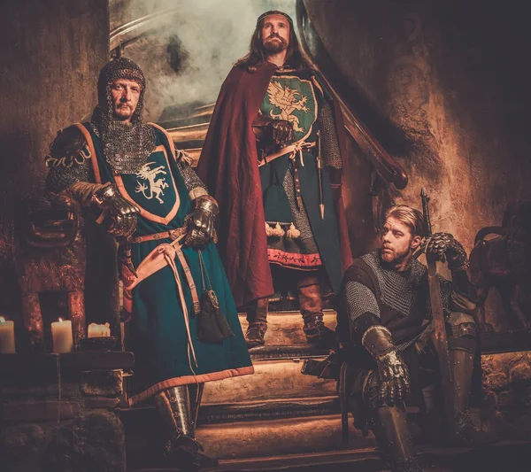 Medieval king with his  knights — Stock Photo, Image