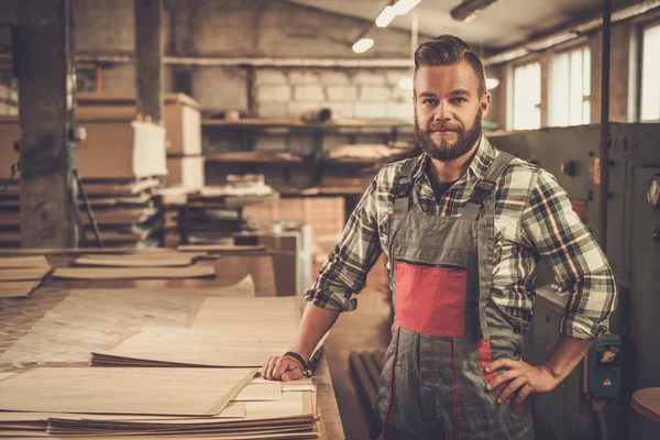 Carpenter in carpentry workshop. — Stock Photo, Image