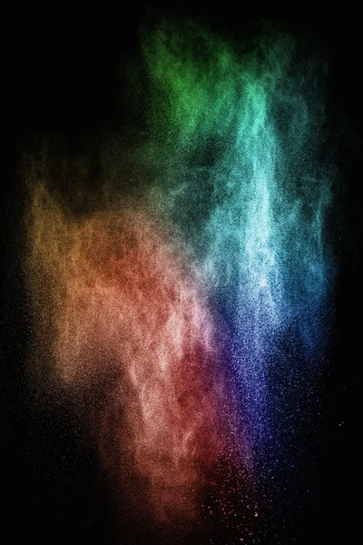 彩色粉末爆炸孤立上黑 — 图库照片