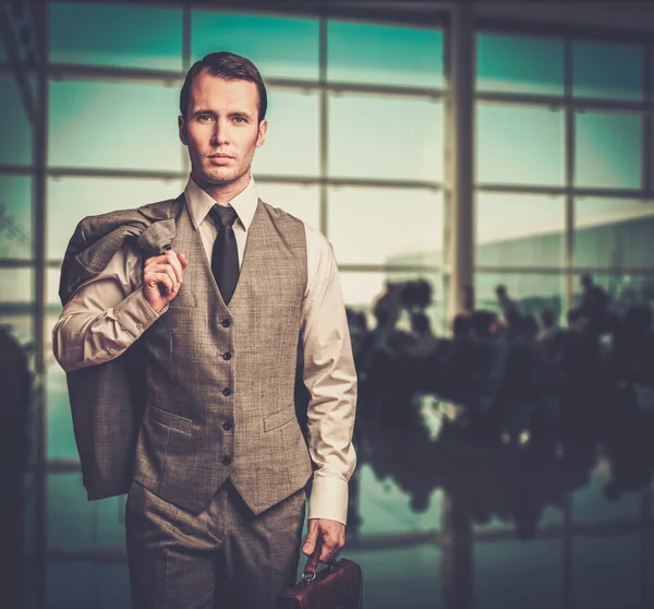 Man with a briefcase in an airport Royalty Free Stock Photos
