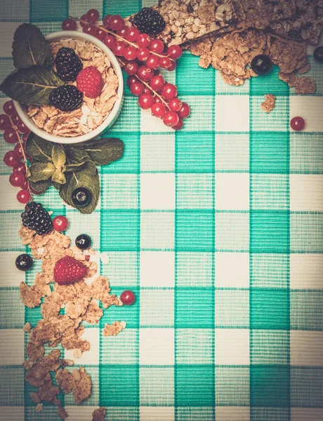 Kis tál müzli és friss gyümölcsök — Stock Fotó