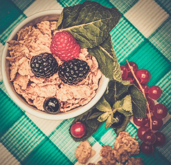 Bowl with muesli and fresh berries — Stock Photo, Image