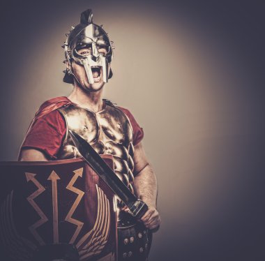Legionary soldier ready for a war clipart